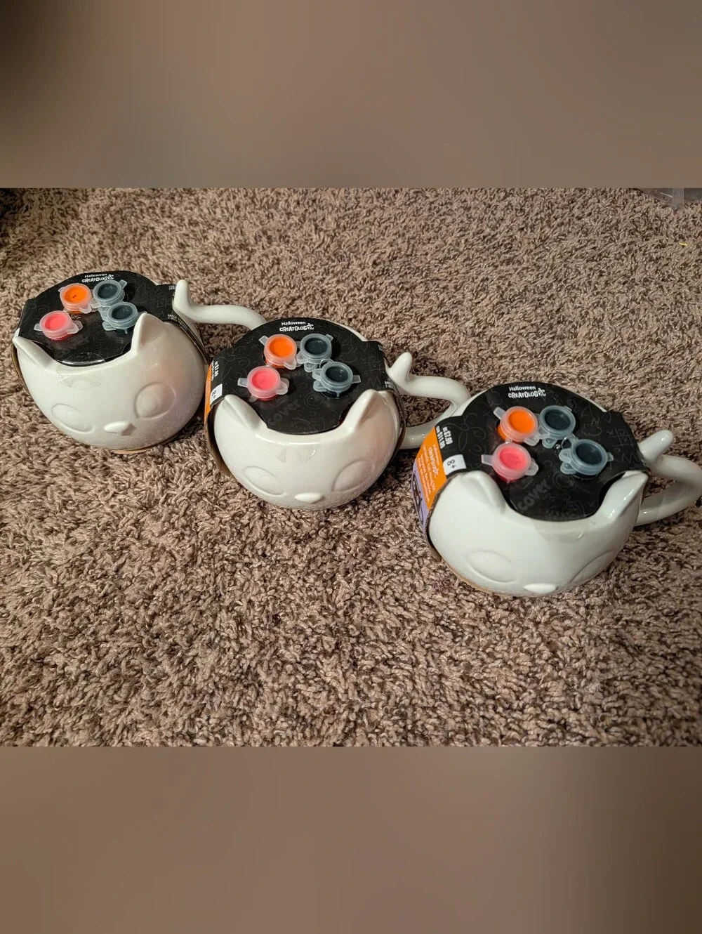 Ceramic Cat Mug Paint Kit with Orange & Black Paint